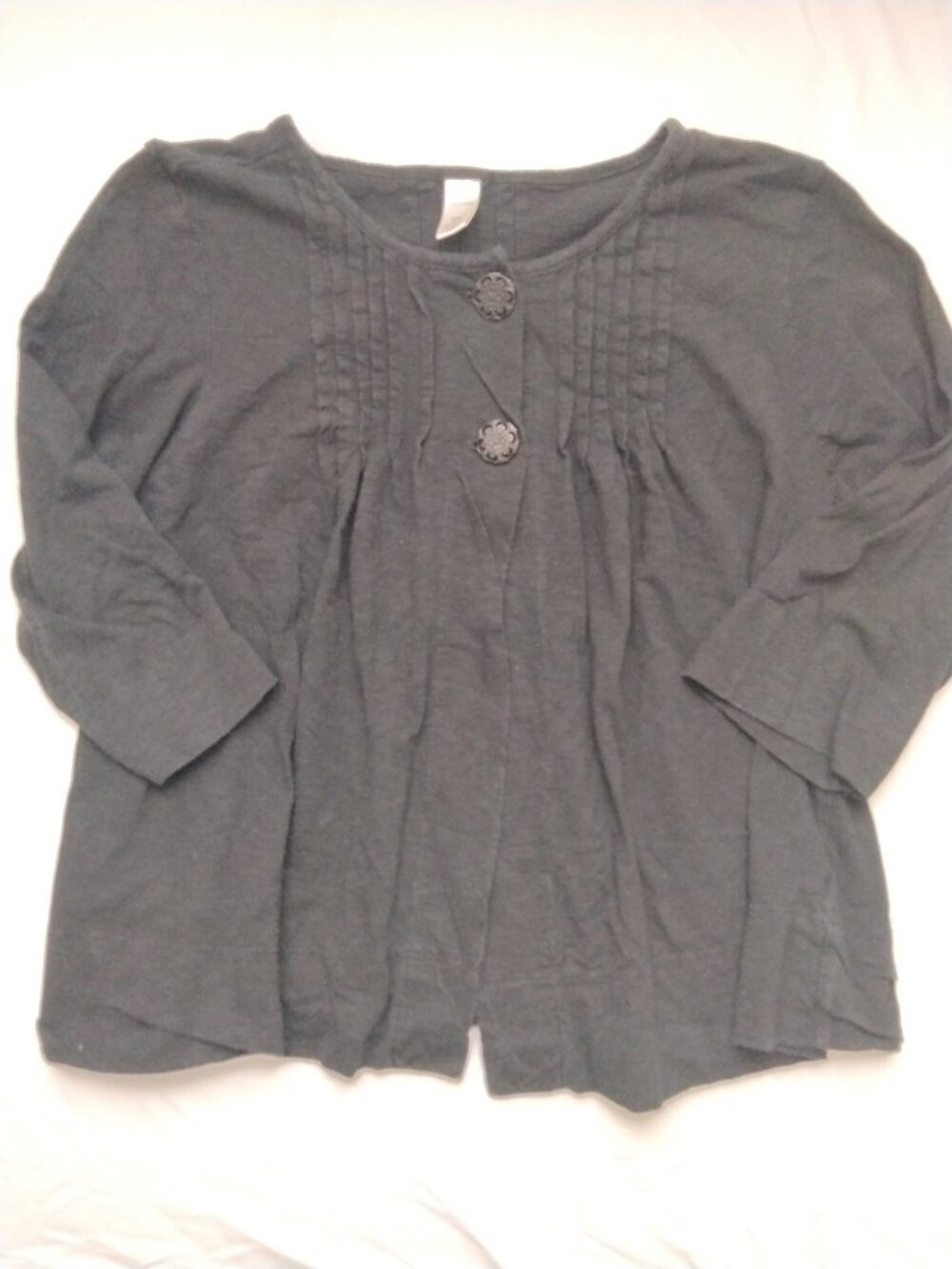 Merona black 3/4 sleeve women's two button cotton jersey top